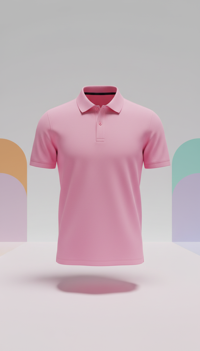 Bubblegum pink stretch polo shirt