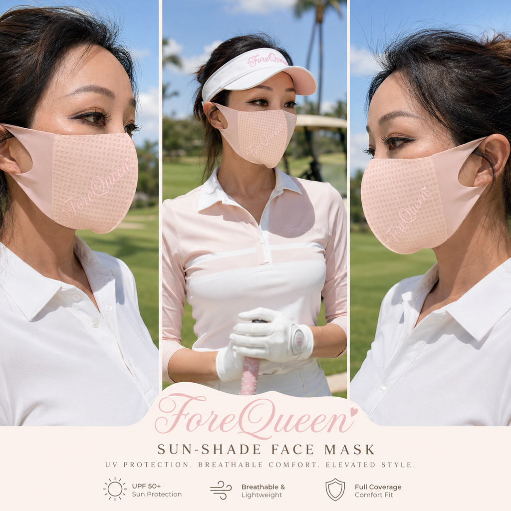 ForeQueen UPF 50+ Women’s Golf Sun-Shade Face Mask -Blush Pink