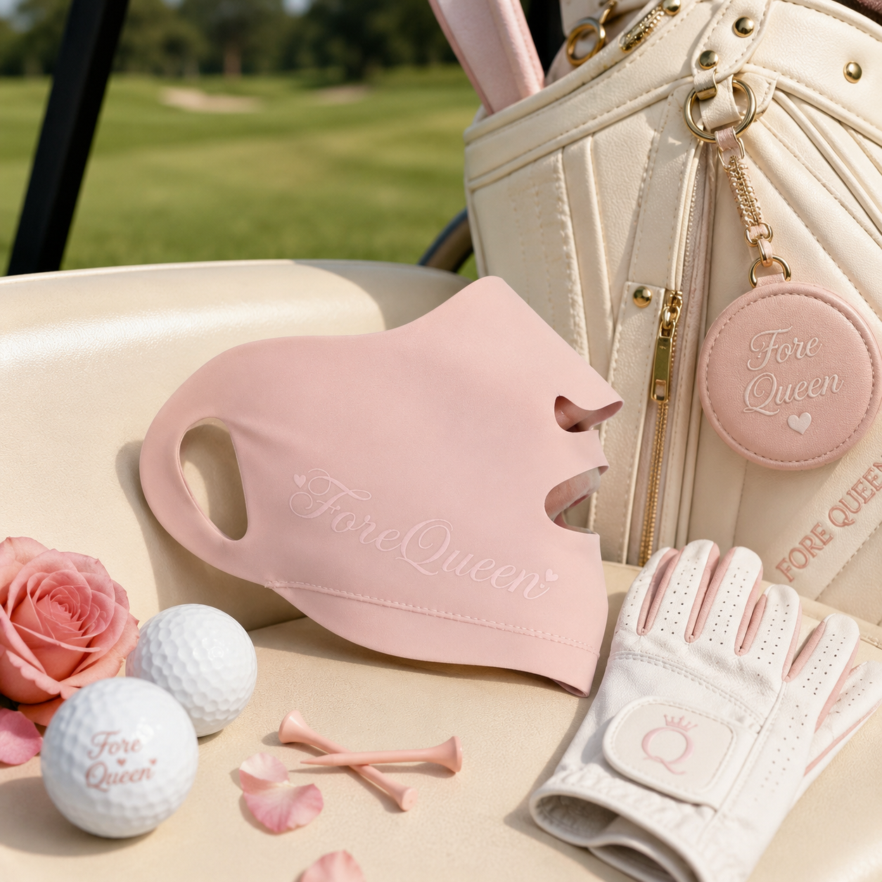FQ Golf Women’s UPF 50+ Open-Face Sun Protection Mask Blush Pink