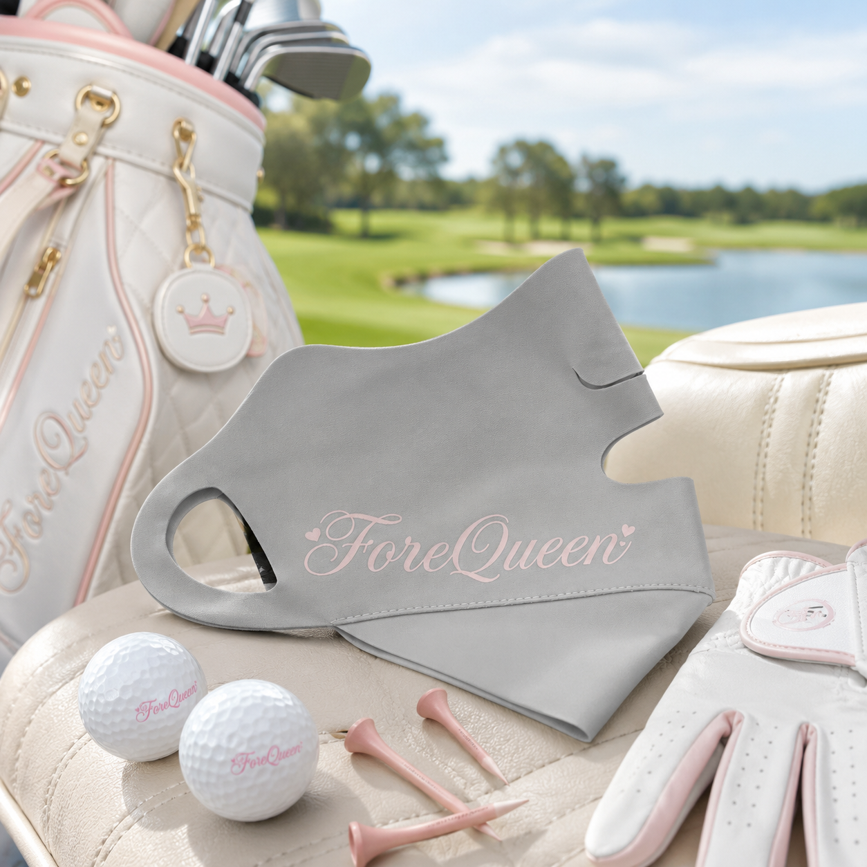 FQ Golf Women’s UPF 50+ Open-Face Sun Protection Mask - Cool Light Gray