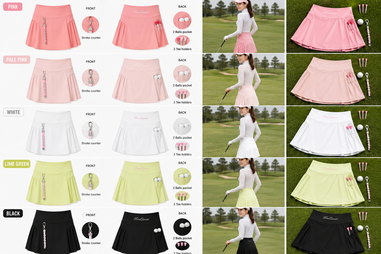 ForeQueen Golf Women’s High-Waisted Pleated Golf Skort with Built-In Shorts
