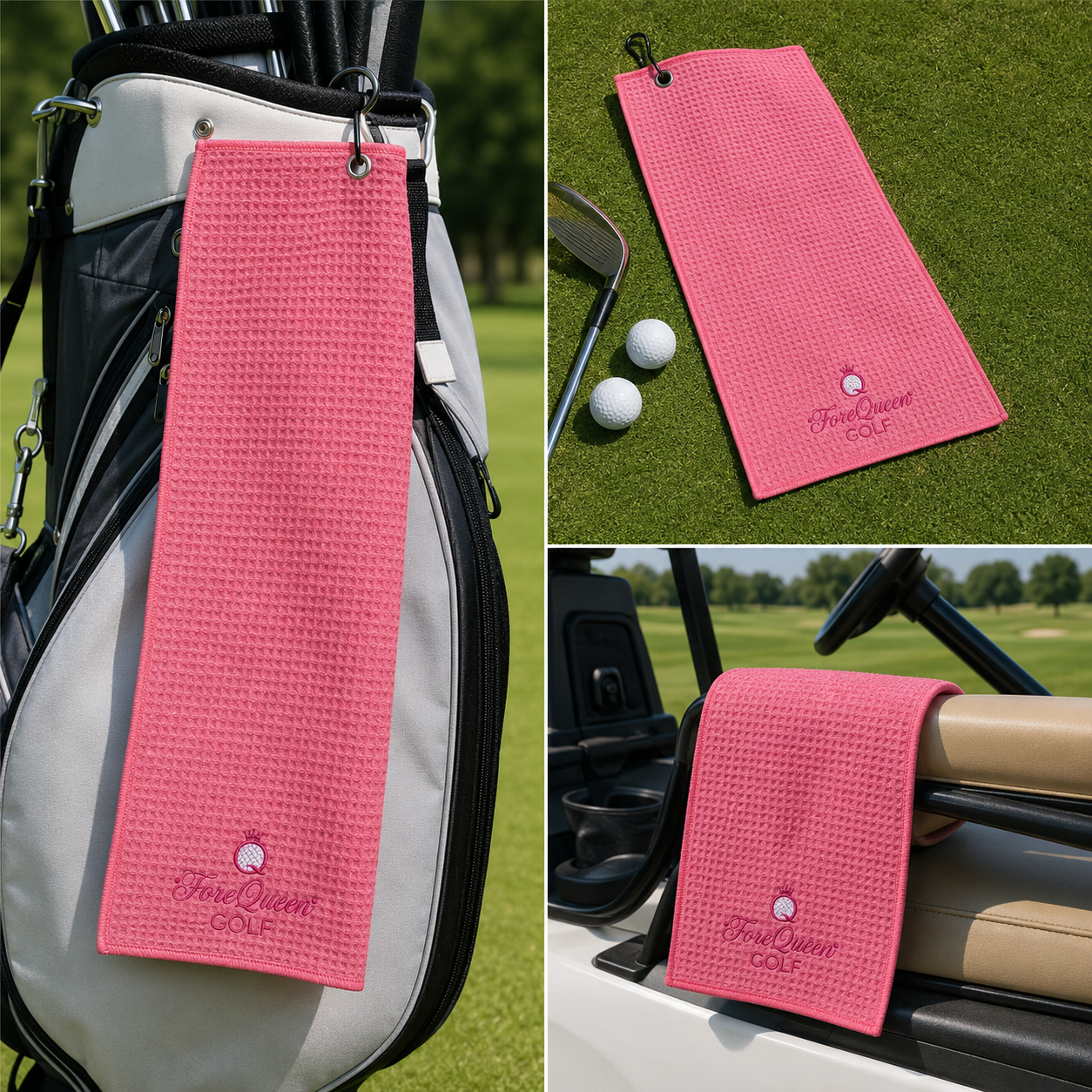 ForeQueen Golf Waffle-Texture Clip-On Golf Towel