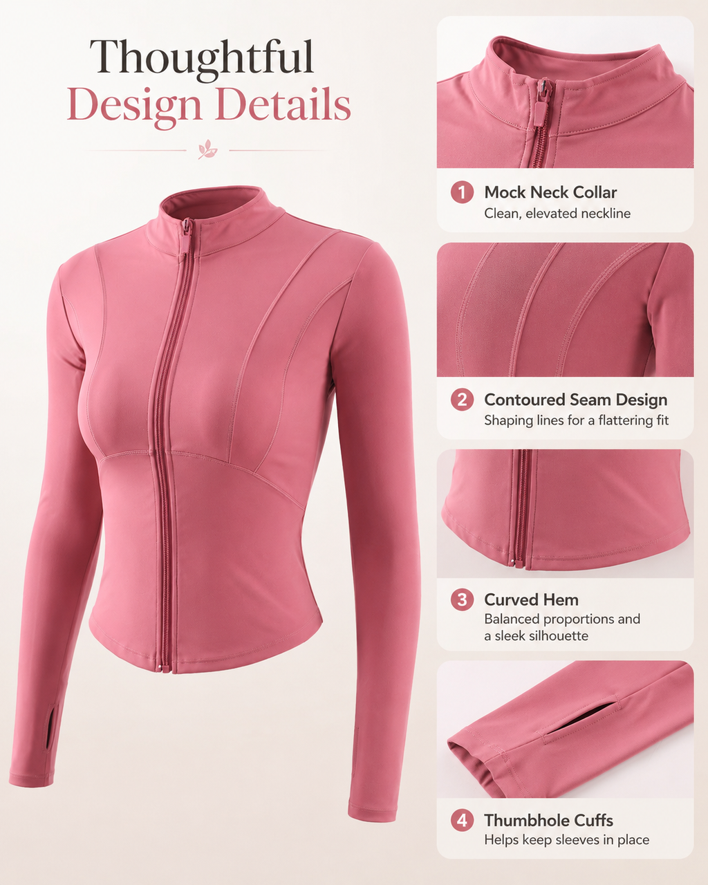 Contour Sculpt Full-Zip Golf Jacket – Dusty Rose