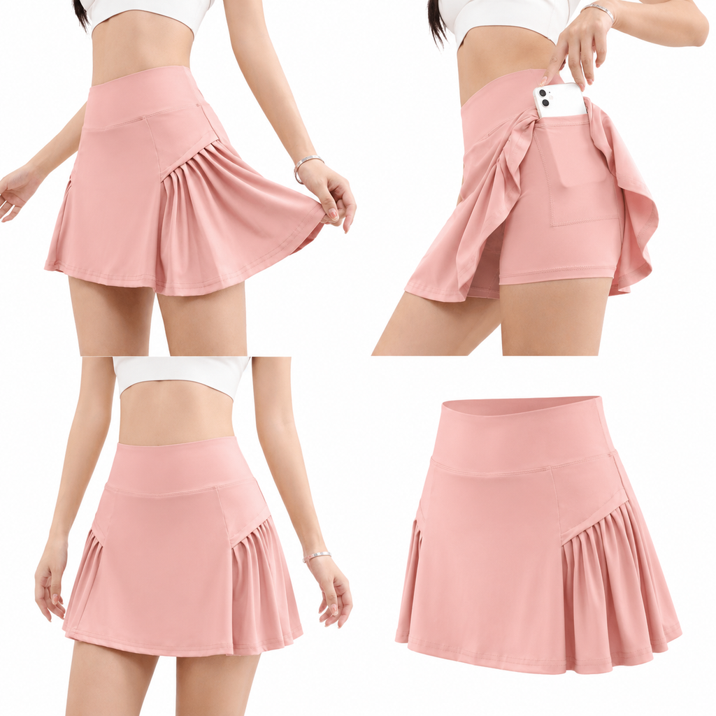 ForeQueen Side-Swing Pleated Golf Skort – Blush Pink