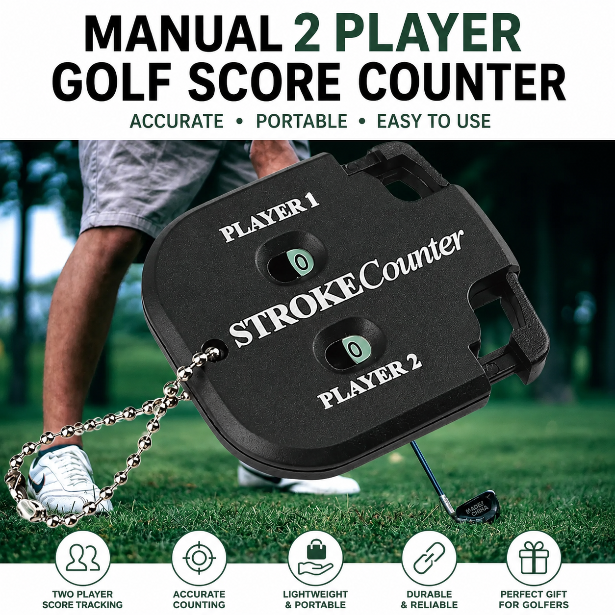 2-Player Golf Stroke Counter / Golf Score Counter Keychain