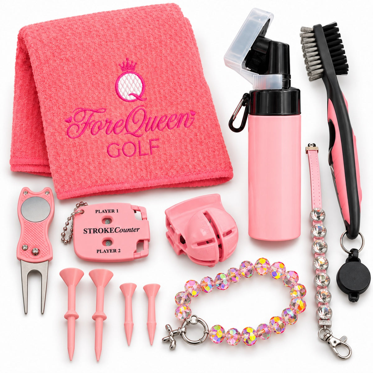 ForeQueen Golf in Pink Accessory Bundle — 12 Pieces