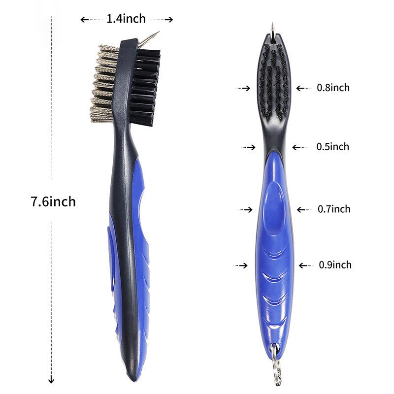 ForeQueen Dual-Bristle Golf Club Cleaning Brush with Retractable Carabiner Clip – 6 Colors